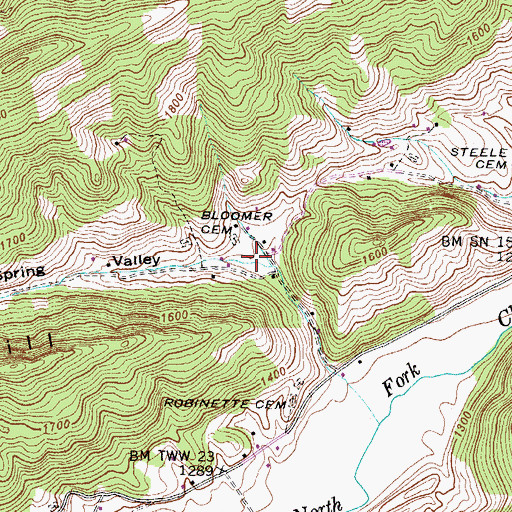 Topographic Map of Sulphur Spring Valley, VA