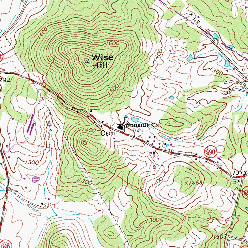 Topographic Map of Summit Church, VA