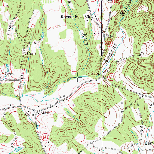Topographic Map of Sun Run, VA