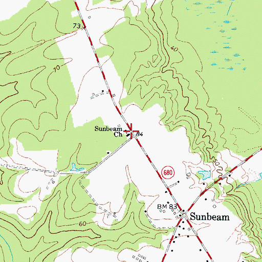 Topographic Map of Sunbeam Church, VA