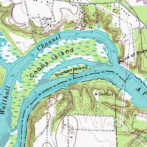 Topographic Map of Sunken Island, VA