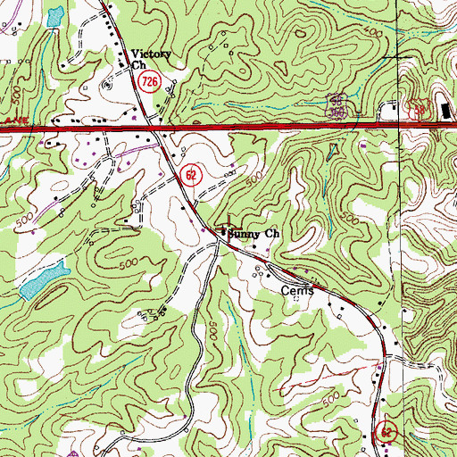 Topographic Map of Sunny Church, VA