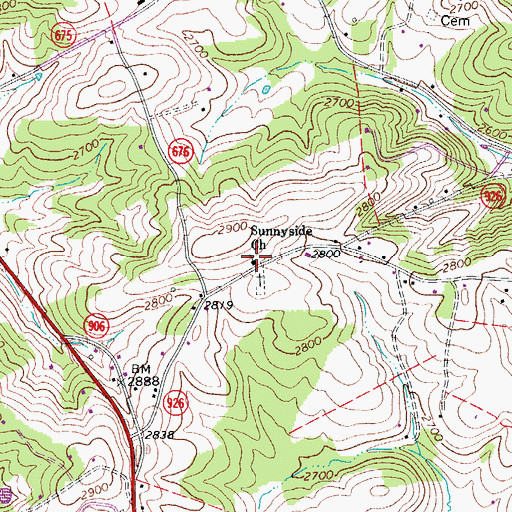 Topographic Map of Sunnyside Church, VA