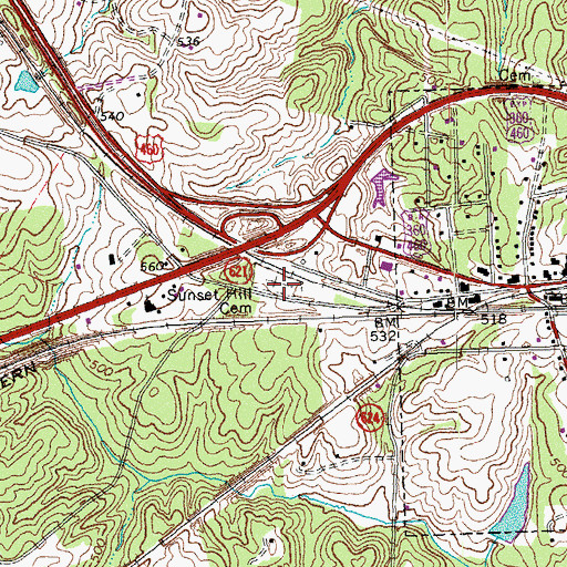 Topographic Map of Sunset Hill Cemetery, VA