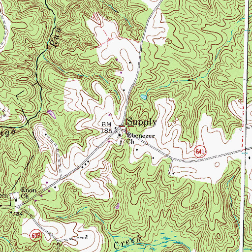 Topographic Map of Supply, VA