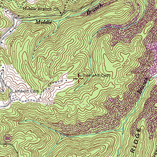 Topographic Map of Sutherland Cemetery, VA