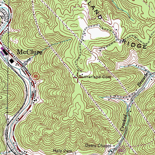 Topographic Map of Sutherland Cemetery, VA