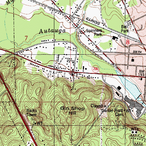 Topographic Map of Calvary Baptist Church, AL