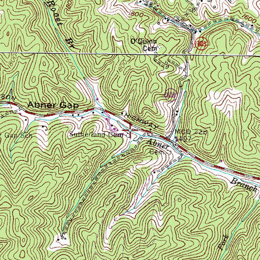 Topographic Map of Sutherland Cemetery, VA