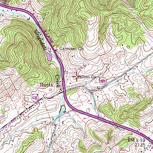 Topographic Map of Sutton Cemetery, VA