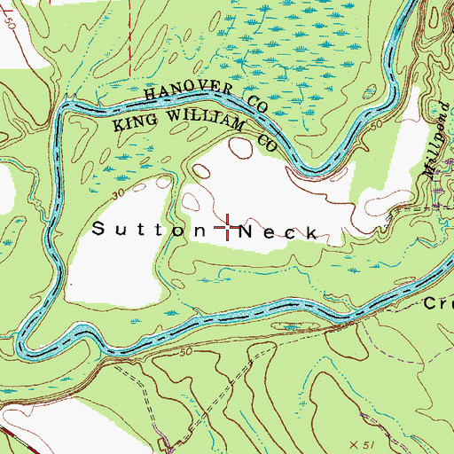 Topographic Map of Sutton Neck, VA