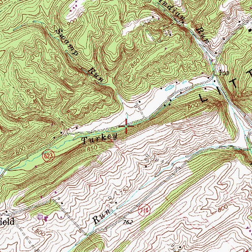 Topographic Map of Swamp Run, VA