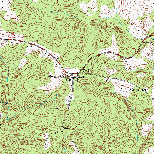 Topographic Map of Swan Creek Church, VA