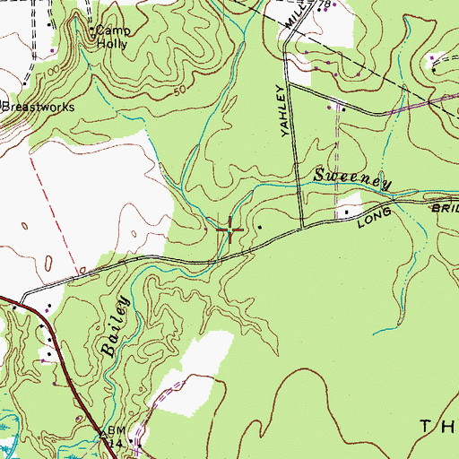 Topographic Map of Sweeney Creek, VA