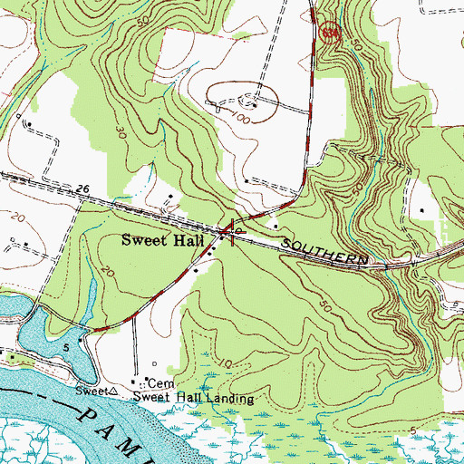 Topographic Map of Sweet Hall, VA