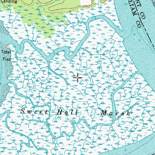 Topographic Map of Sweet Hall Marsh, VA