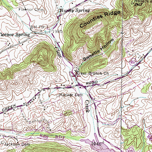 Topographic Map of Sweetie Hollow, VA