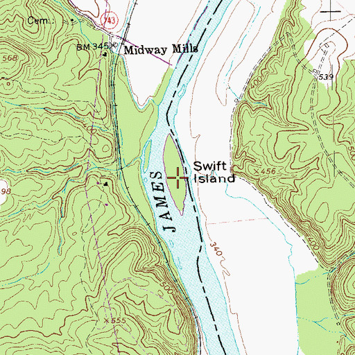 Topographic Map of Swift Island, VA
