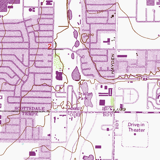 Topographic Map of McKellips Lake Park, AZ