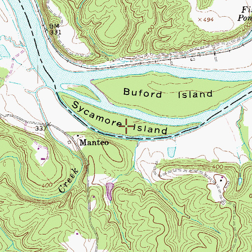 Topographic Map of Sycamore Island, VA