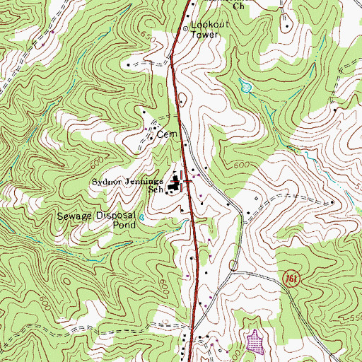 Topographic Map of Sydnor Jennings Elementary School, VA