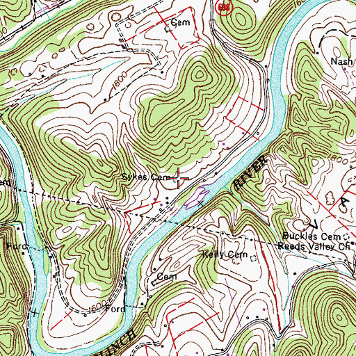 Topographic Map of Sykes Cemetery, VA