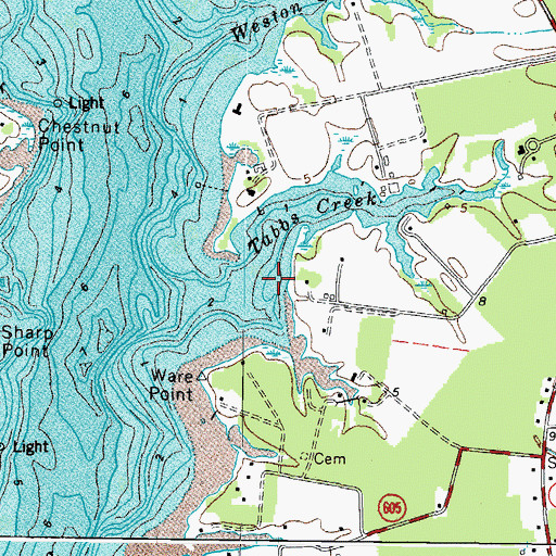 Topographic Map of Tabbs Creek, VA