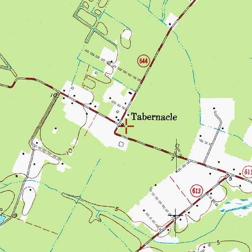 Topographic Map of Tabernacle, VA