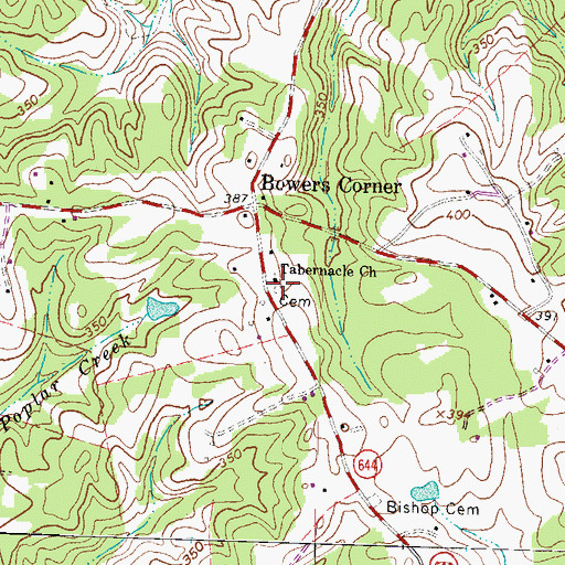 Topographic Map of Tabernacle Church, VA