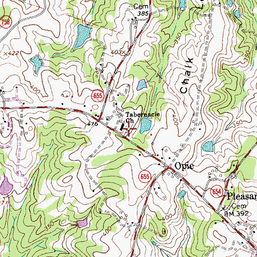 Topographic Map of Tabernacle Church, VA
