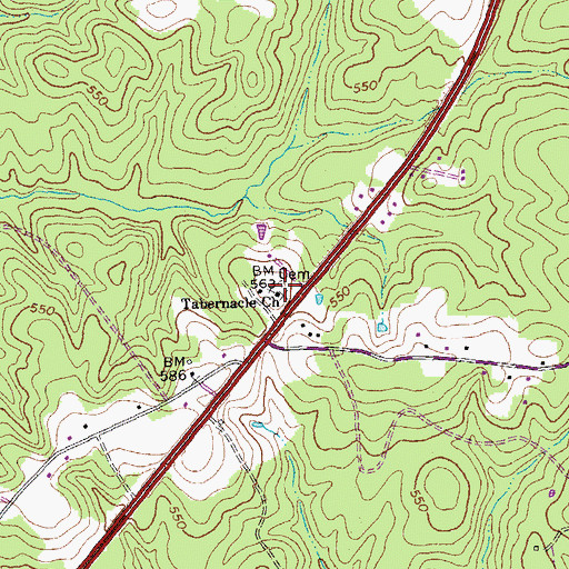 Topographic Map of Tabernacle Church, VA