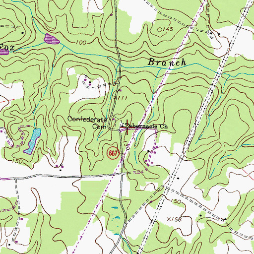 Topographic Map of Tabernacle Church, VA