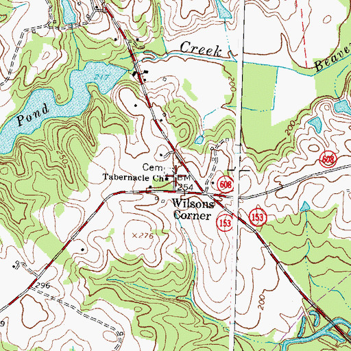 Topographic Map of Tabernacle Church, VA