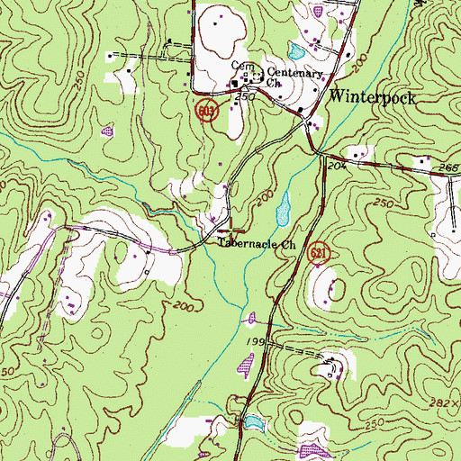 Topographic Map of Tabernacle Church, VA