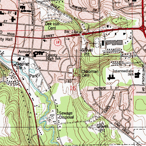 Topographic Map of Chapman Cemetery, AL
