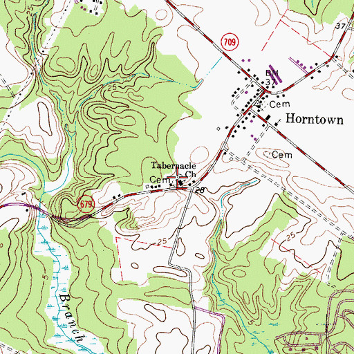 Topographic Map of Tabernacle Church, VA