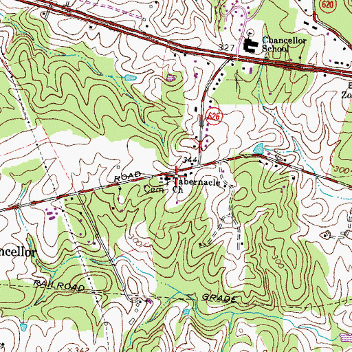 Topographic Map of Tabernacle Church, VA