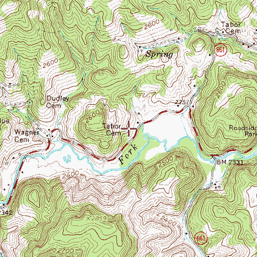 Topographic Map of Tabor Cemetery, VA