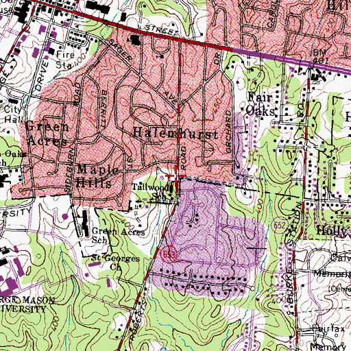 Topographic Map of Tailwood School, VA