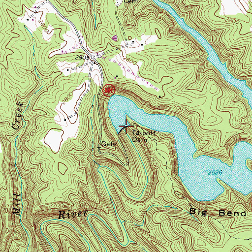 Topographic Map of Talbott Dam, VA