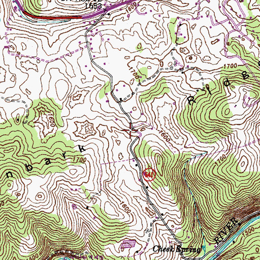 Topographic Map of Tanbark Ridge, VA