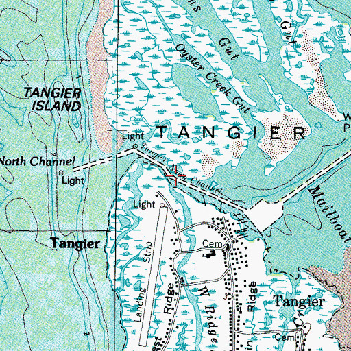 Topographic Map of Tangier North Channel, VA