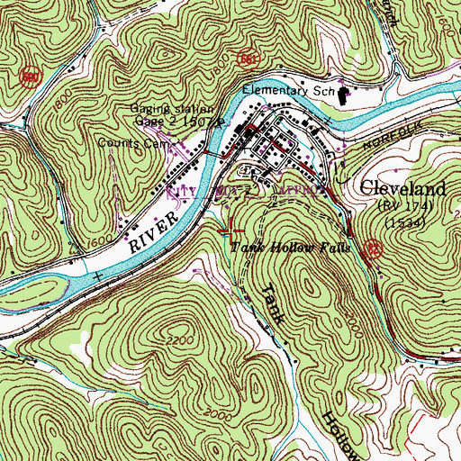 Topographic Map of Tank Hollow Falls, VA