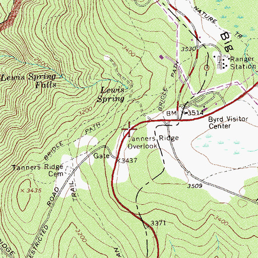 Topographic Map of Tanners Ridge Overlook, VA