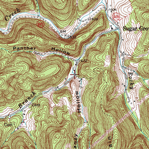 Topographic Map of Tanzy Hollow, VA