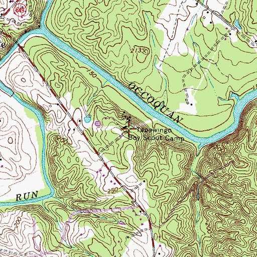 Topographic Map of Tapawingo Boy Scout Camp, VA