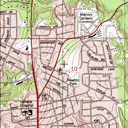 Topographic Map of Crestview Baptist Church, AL