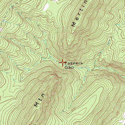 Topographic Map of Taskers Gap, VA
