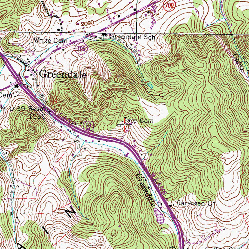 Topographic Map of Tate Cemetery, VA