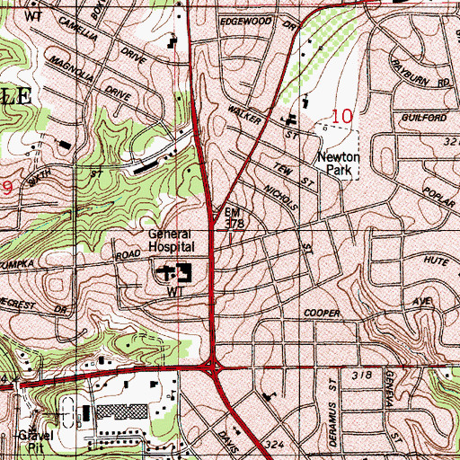 Topographic Map of Crestview Shopping Center, AL